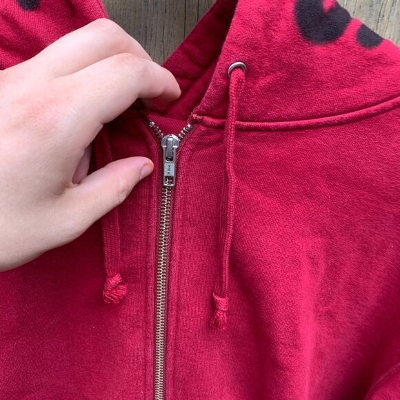 Supreme Bone Zip Up Sweatshirt Cardinal Red XL - Picture 3 of 13